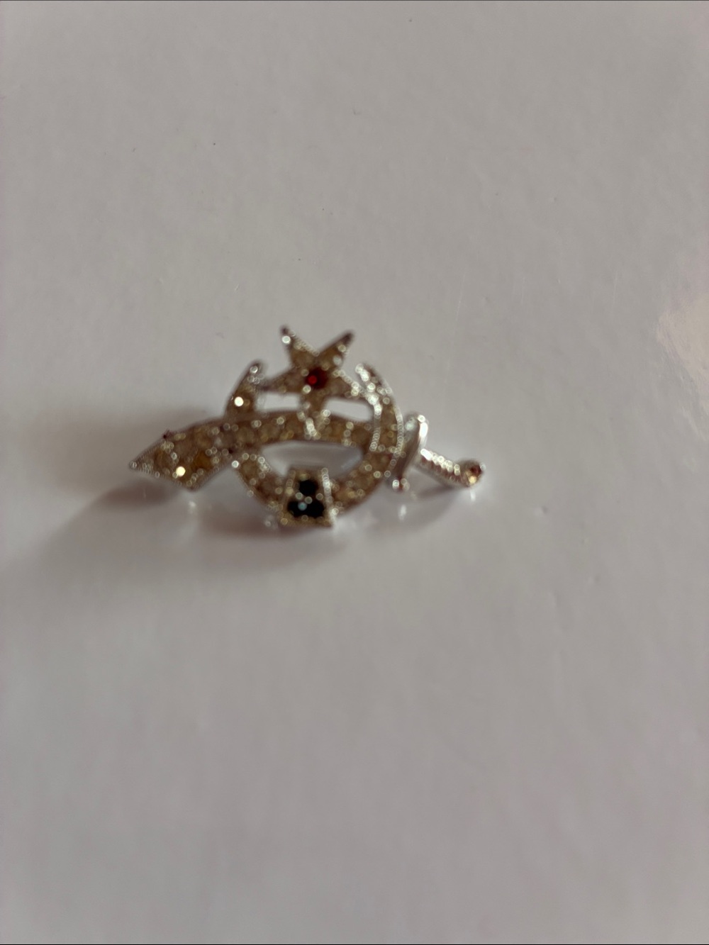 Shriners Rhinestone Star and Crescent Women's Brooch